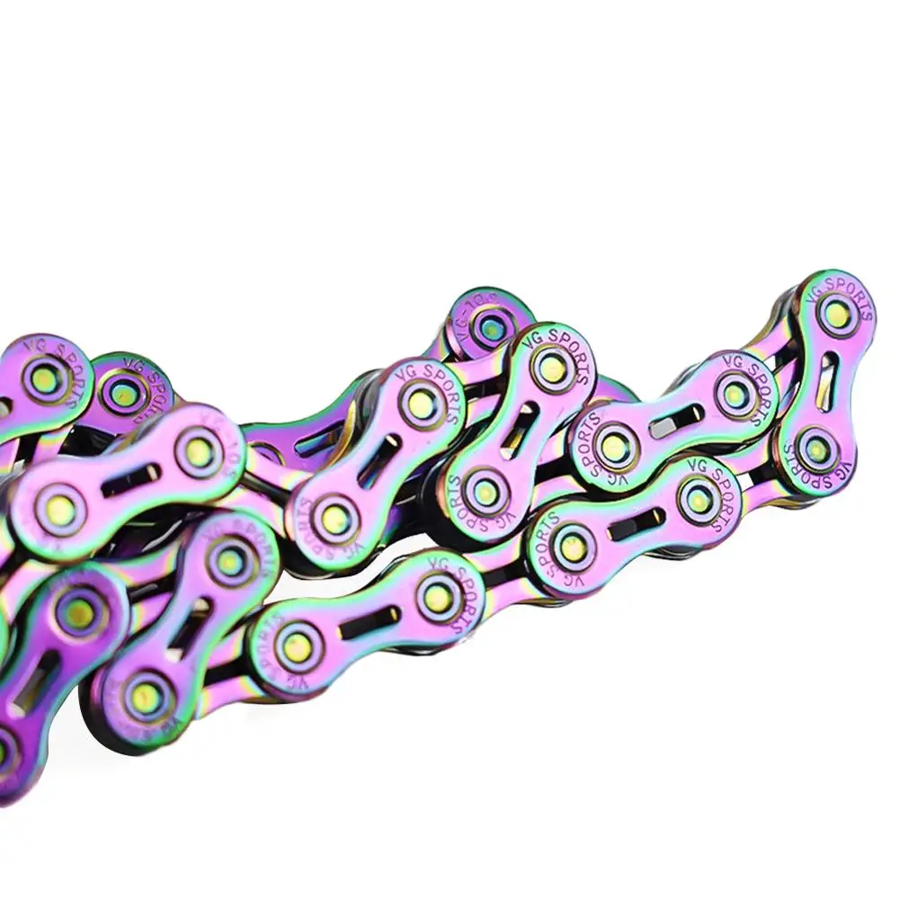 

Portable Bicycle Chain Sports 9 10 Speed colorful Gold Bike Chain Half Full Hollow MTB Bicycle Chain Titanium Chains Droshipping