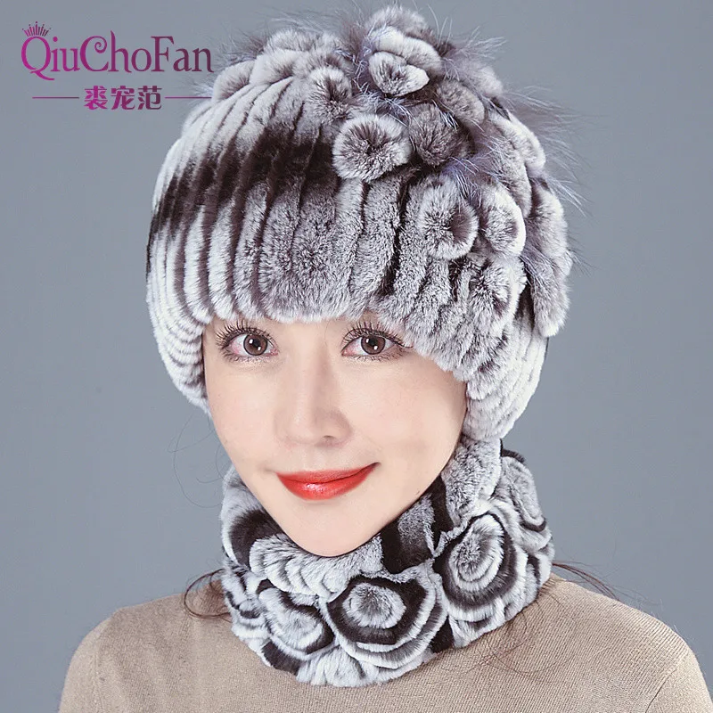 

Hot Sale Russia Winter Quality Real Fur Hat Natural Warm Rex Rabbit Fur Cap Lady Warm Knitted 100% Genuine Rex Rabbit Fur Hats