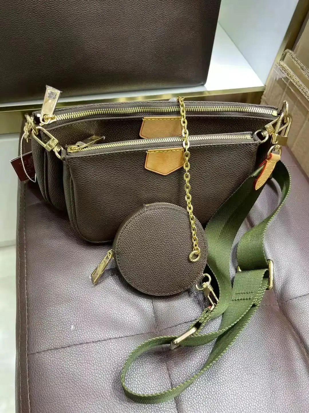 

MULTI POCHETTE ACCESSOIRES 2021High Quality Leather Handbag Single Shoulder Messenger Bag forWomen