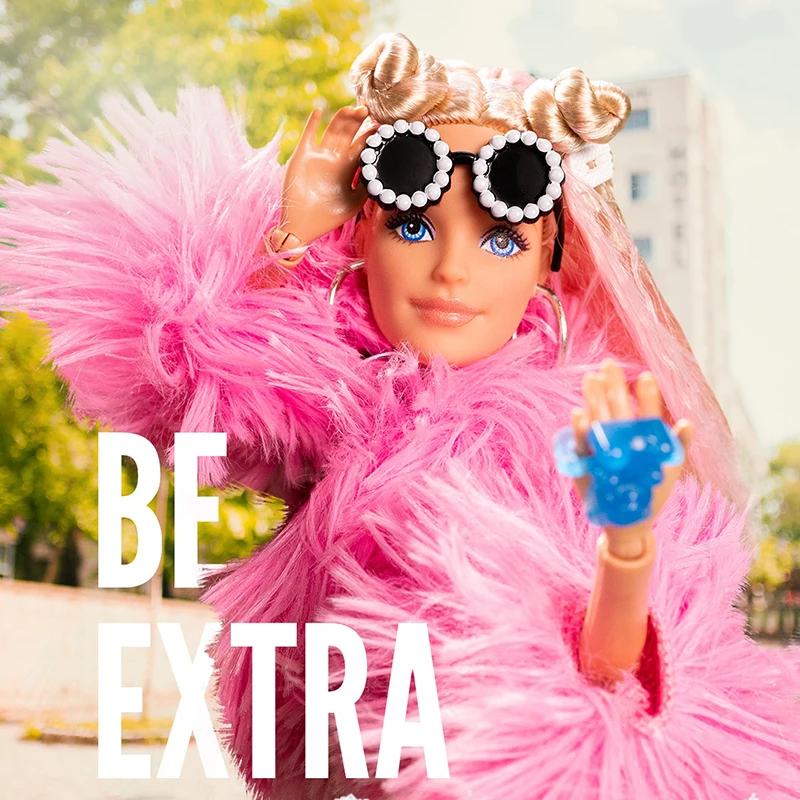 Кукла Барби розовая пушистая очень длинная кукла с обжимными волосами и