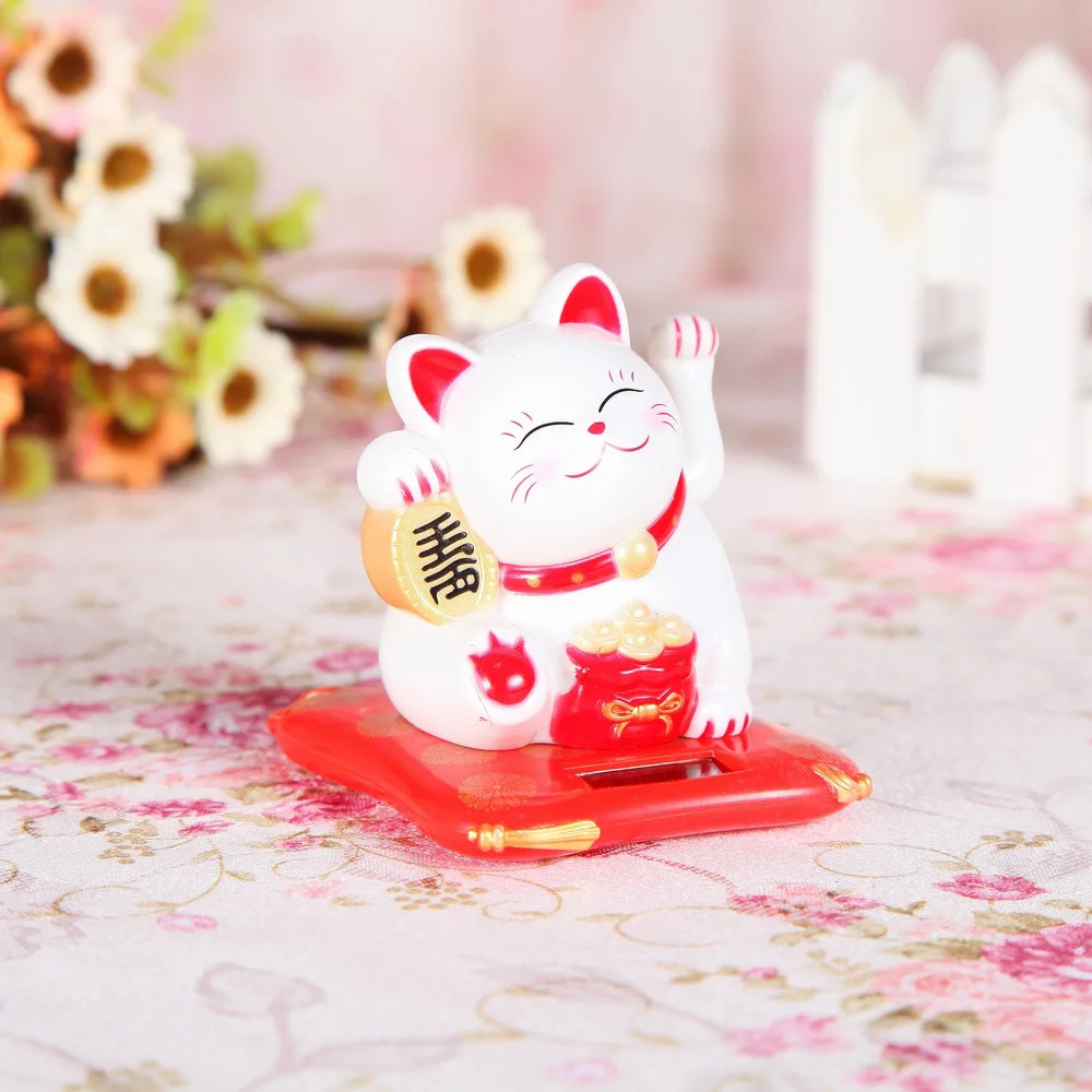 Strongwell Chinese Lucky Cat Figurine Shaking Hand Feng Shui Craft Fengshui Car Home Decoration Accessories Tabletop Gift | Дом и сад