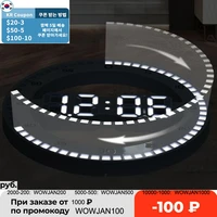 silent 3d digital circular luminous led wall clock alarm with calendartemperature thermometer for officeschoolhome decoration