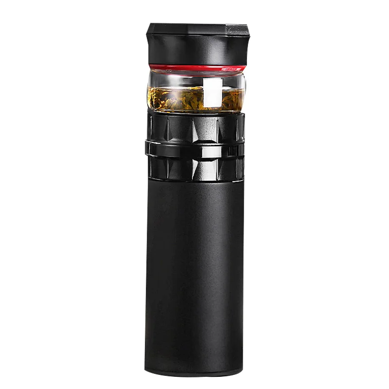 Портативный 304 нержавеющая сталь термо чай разделительные чашки со стеклянной