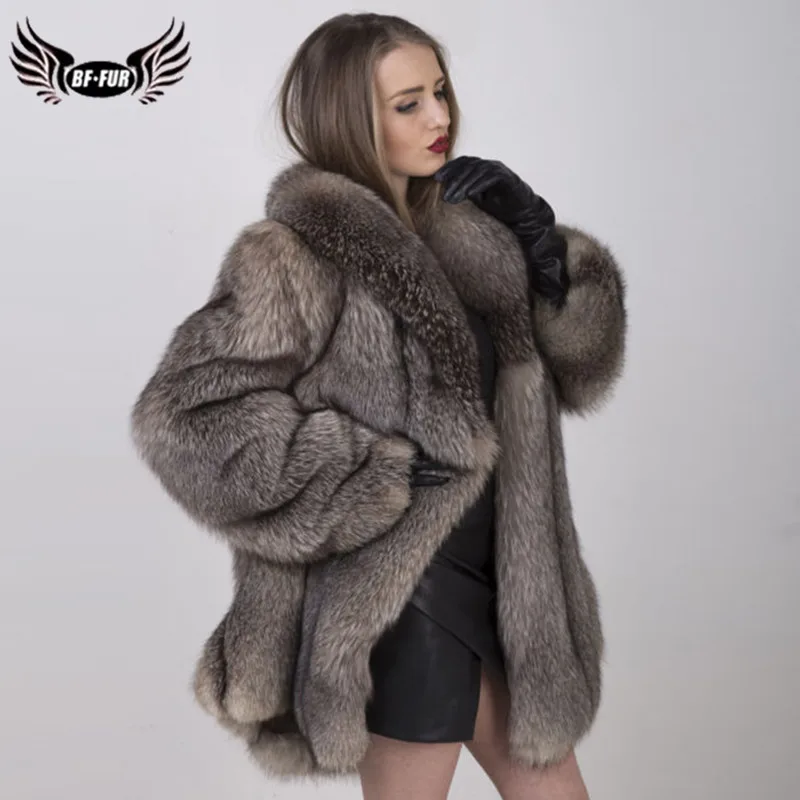 Женская Шуба из цельного натурального меха Зимняя Толстая теплая шуба Лисьего с
