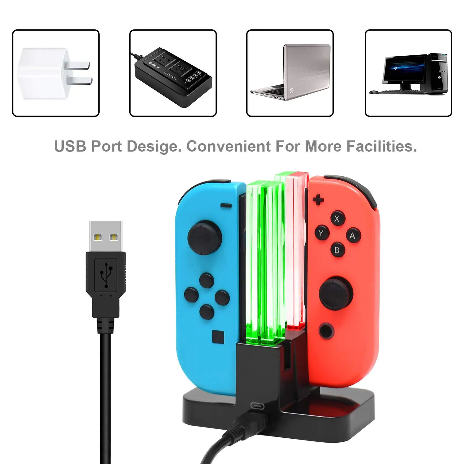 Зарядное устройство для зарядного устройства для nintendo s Swicth Joycon NS nintendo Switch Gamepad со светодиодной подсветкой