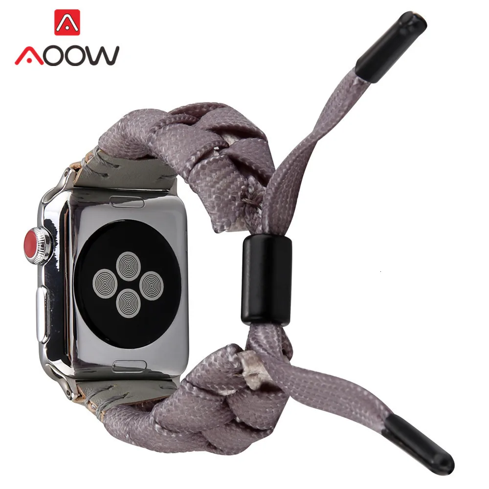 Модный креативный нейлоновый кожаный ремешок для часов для Apple Watch 38 мм 42 мм 40 мм 44 мм плетеный браслет ремешок для iwatch 1 2 3 4
