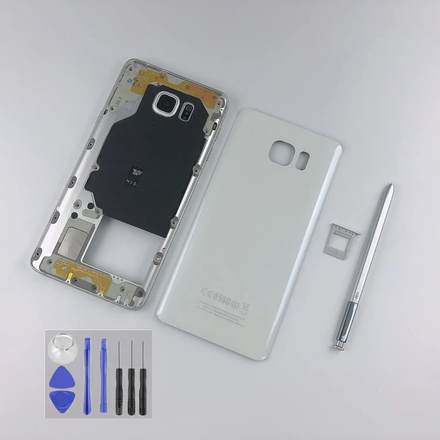 Корпус для samsung Galaxy Note 5 N920 N920F стеклянная Задняя крышка батареи + металлическая