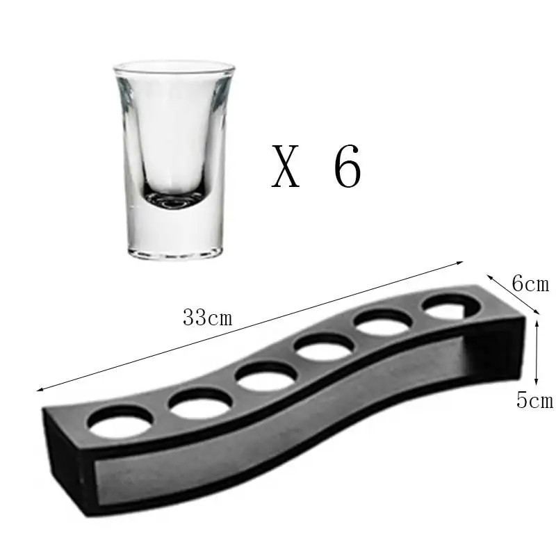 6 cup-S rack 6 шт без примесей свинца и выстрел Стекло с деревянного шкафа для виски коньяк водка, текила Стекло чашки Кухня для бара вечеринок вина Стекло креативный подарок 25 мл - Цвет: 6 cup-S rack