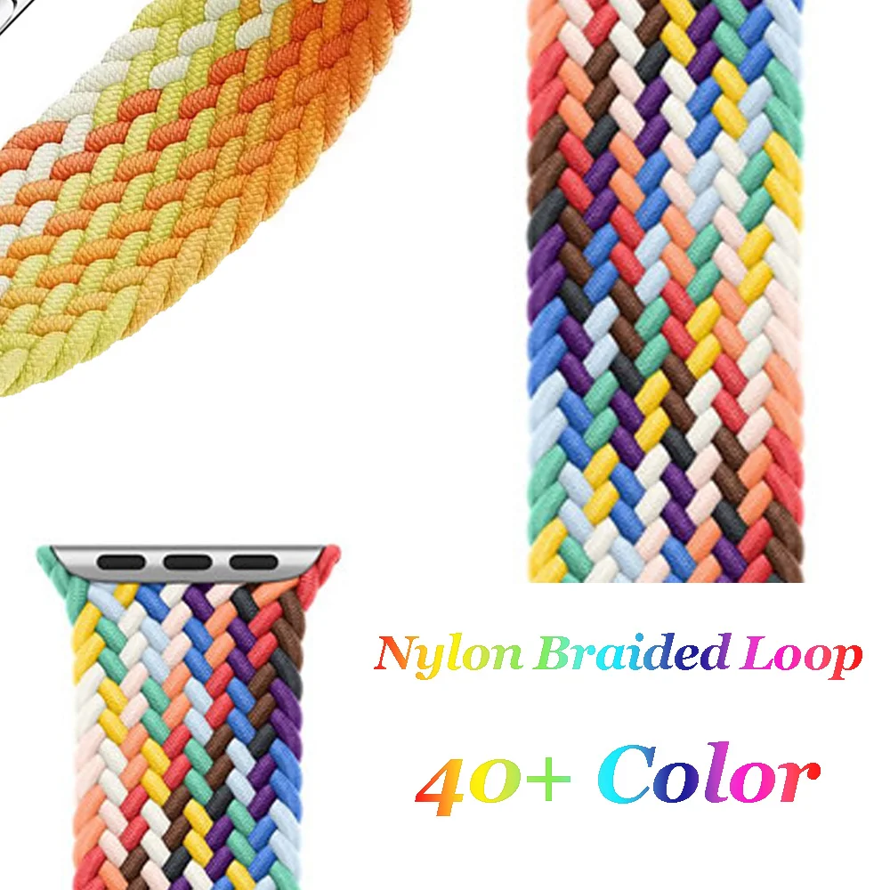 

Nylon Floated solo loop for Apple watch Band 44mm 38mm 42mm 40mm Rubber band for IWatch Series 6 5 4 SE 3 2 1 Replacement Pure