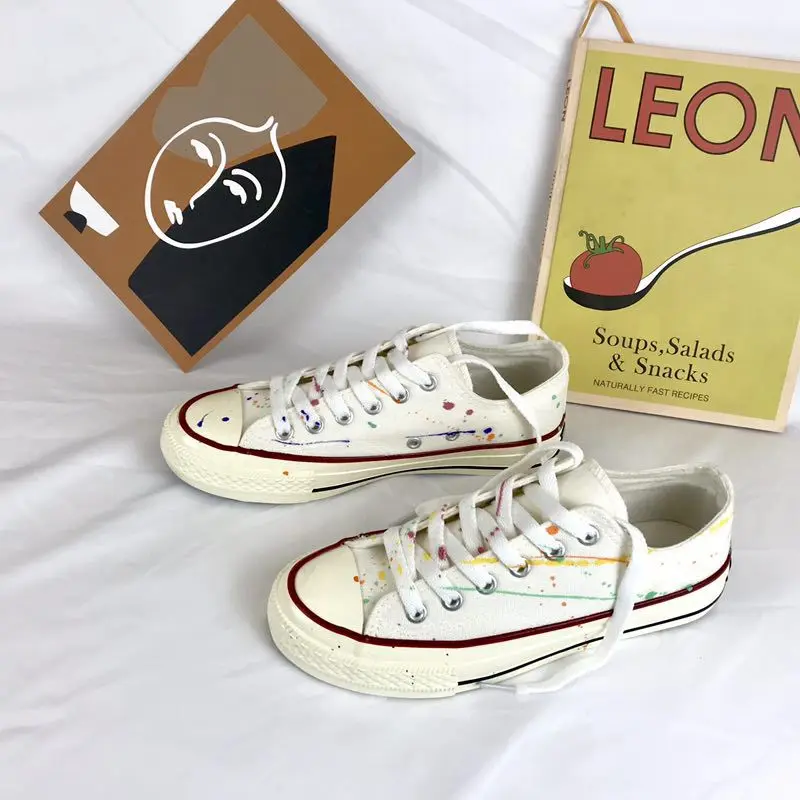 Кеды женские на шнуровке Вулканизированная подошва Классические холщовые туфли