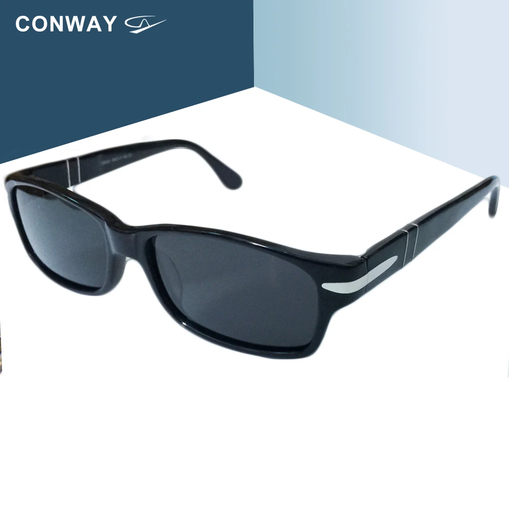 Conway, винтажные мужские солнцезащитные очки, квадратные, поляризационные, УФ-защита, Ретро стиль, фирменный дизайн, солнцезащитные очки, прочная ацетатная оправа, черный цвет