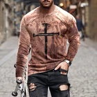 Новинка 2022, Мужская футболка для отдыха, спорта, 3D цифровая печать, уличный тренд в стиле ретро, Мужская футболка с длинным рукавом