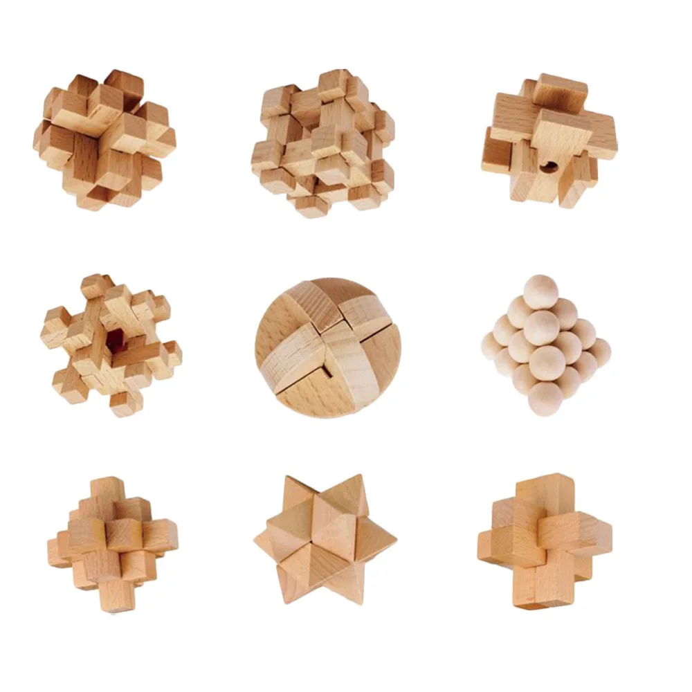 Деревянные пазлы замки Ming Luban 9 шт.|Пазлы| |