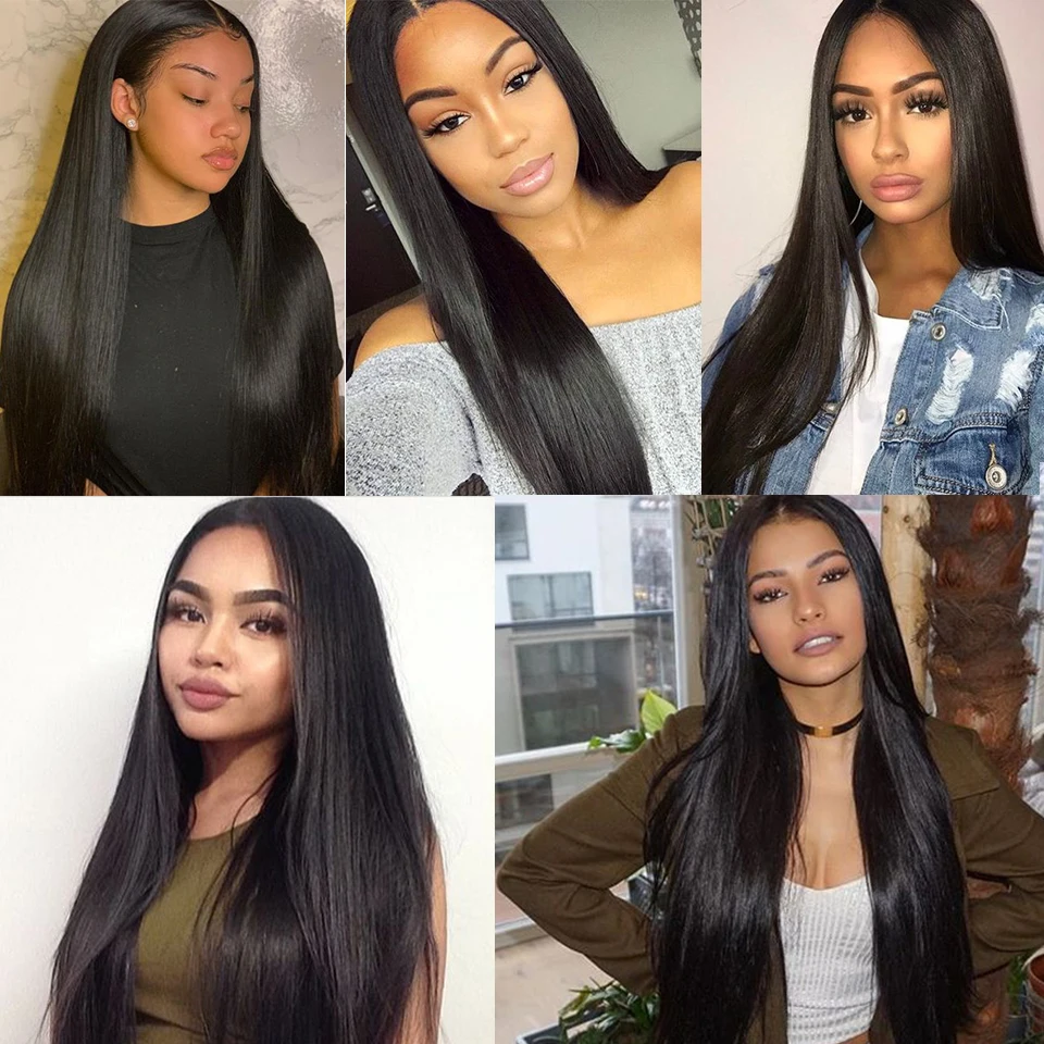 

SHANGKE Long Straight Cosplay Wigs Natural Middle Part Lace Wigs For Women Natural Black Synthetic Heat Resistant Wig