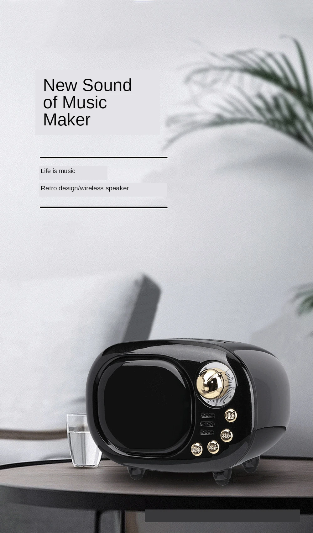 

2020 New Music Fighter Button Smart Retro Small TV Big Mechanical Fried Deluxe Rechargeable Desktop Speaker