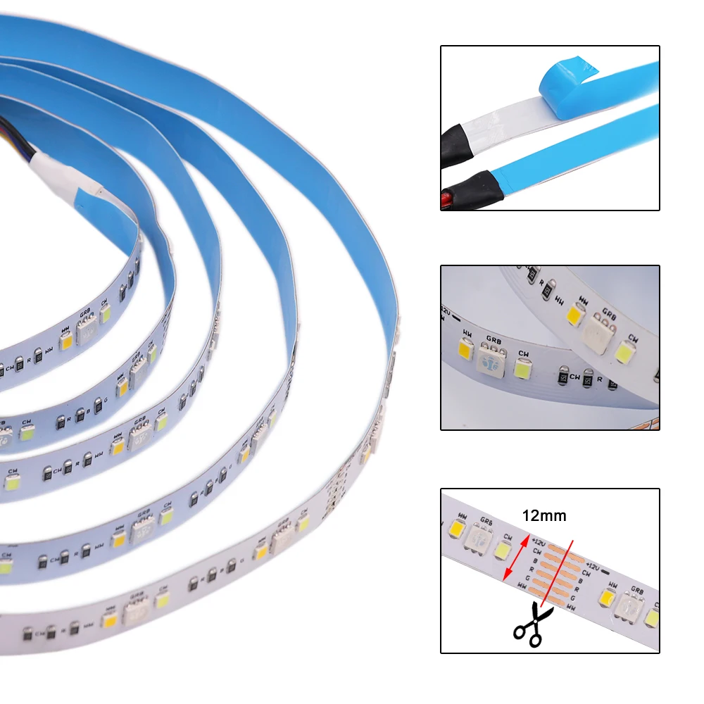 Светодиодная лента 12 в пост. Тока RGBCCT(RGB + WW CW) SMD 5050 2835 5 м 450 светодиодов