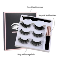 3pcs magnetic eyelash eyeliner eyelash curler magnetic natural long magnetic false eyelashes with magnetic eyeliner set