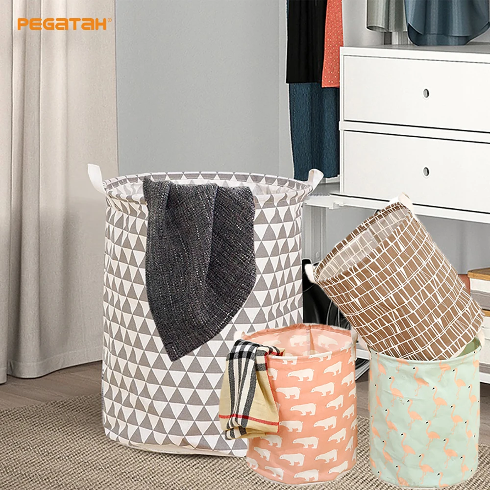 

Cotton and linen dirty clothes hamper large capacity waterproof storage basket toy household storage bucket