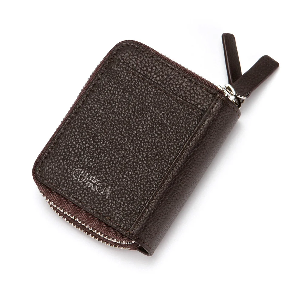 CUIKCA rfid кошелек женский и мужской с двойной молнией монетами тонкий кожаный в