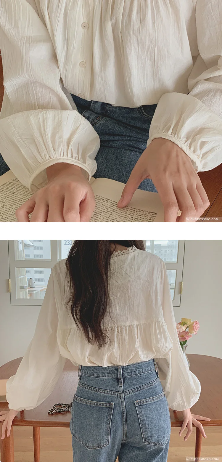 

Women's Blouse Pure Color Shirts Spring and Summer Tops Long-sleeved Top Stitching Comfortable Fashion Casual V-neck Shirt