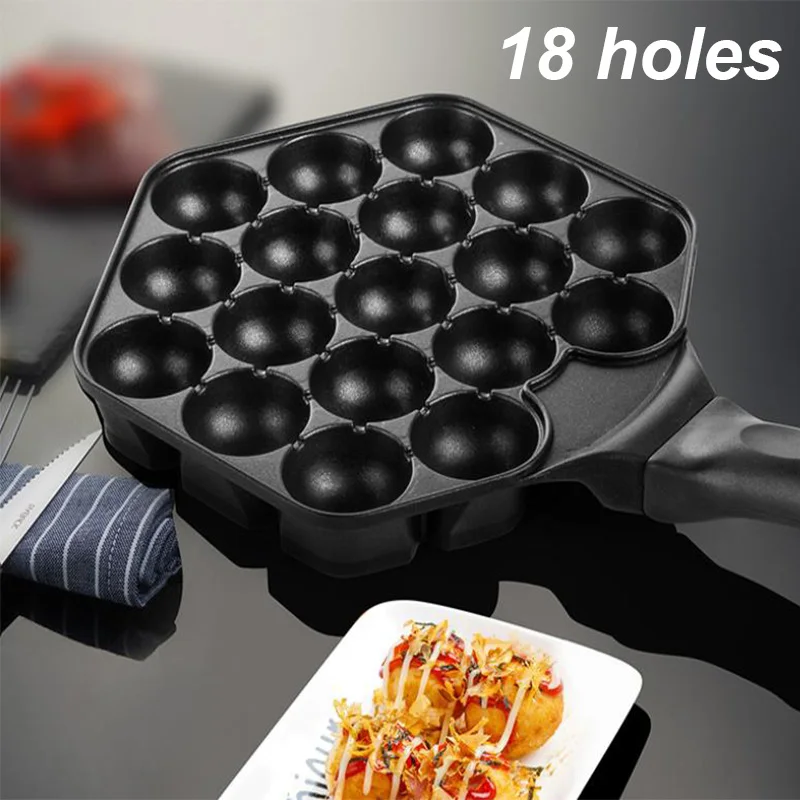 Kopen 12 Gaten Aluminium Takoyaki Pan Takoyaki Maker 18 Gaten Chibi Maruko Machine Bakken Formulieren Mold Pan Octopus Bakken Machine