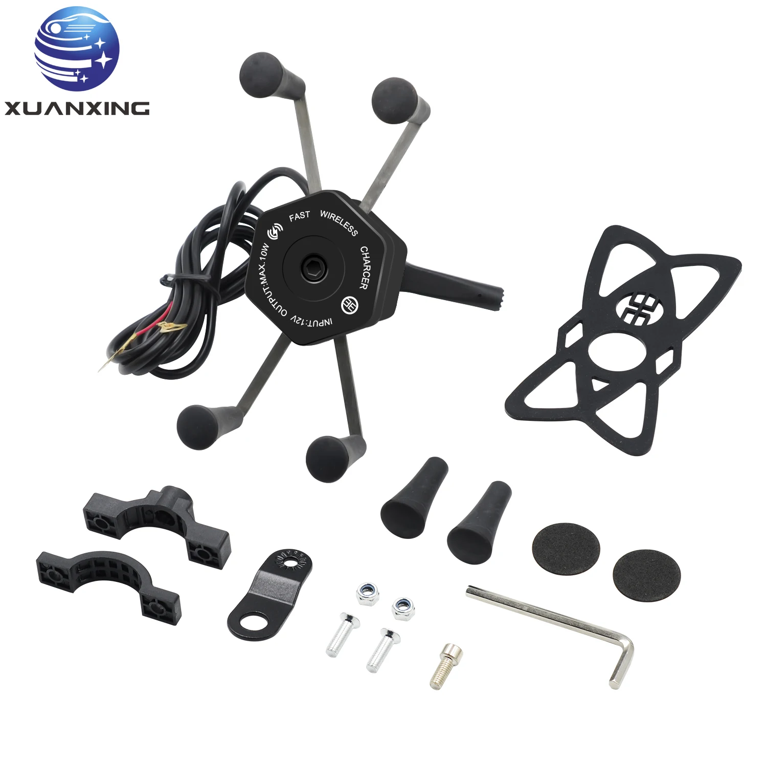 Держатель для телефона мотоцикла с зажимом Беспроводная зарядка вольтметром x