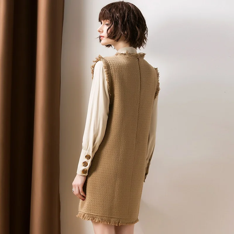 Женский твидовый костюм короткая блузка с бантом рубашка без рукавов офисный