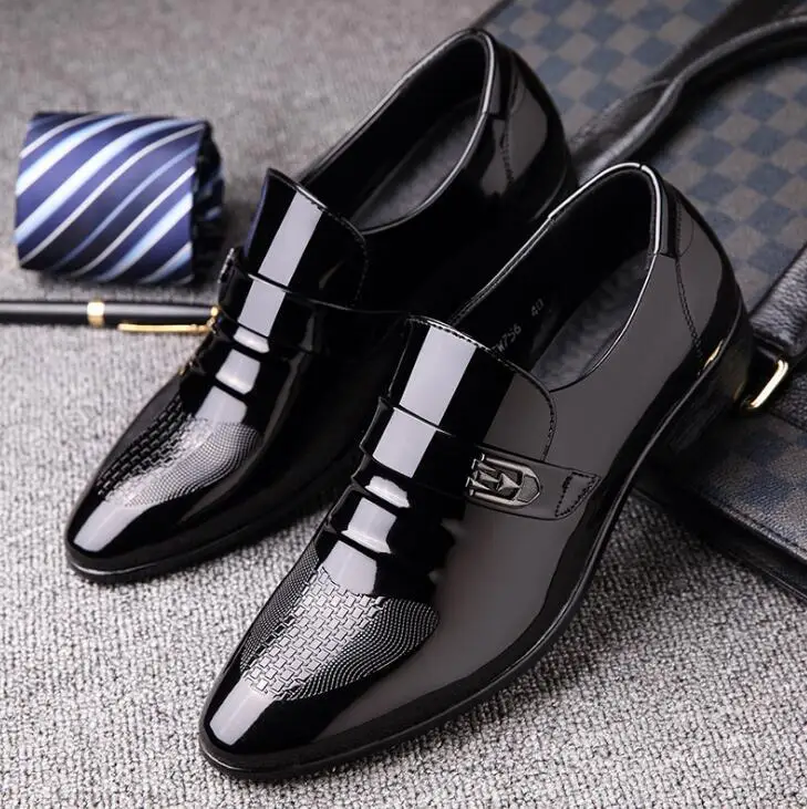 2019 Four Seasons New Fashion Men's Dress Shoes Business England Patent Leather Breathable Mens | Обувь