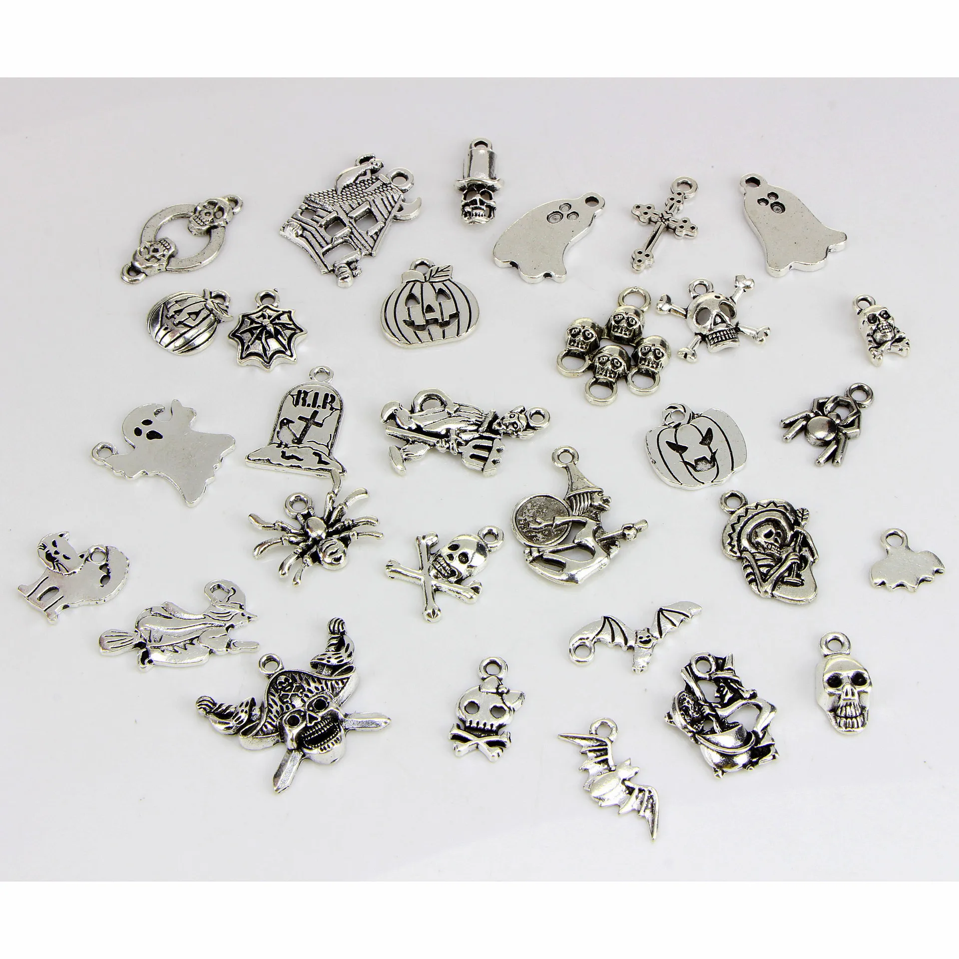 Хэллоуин Цвет: старое серебро аксессуары 30 штук призраков кошки Скелет Браслеты