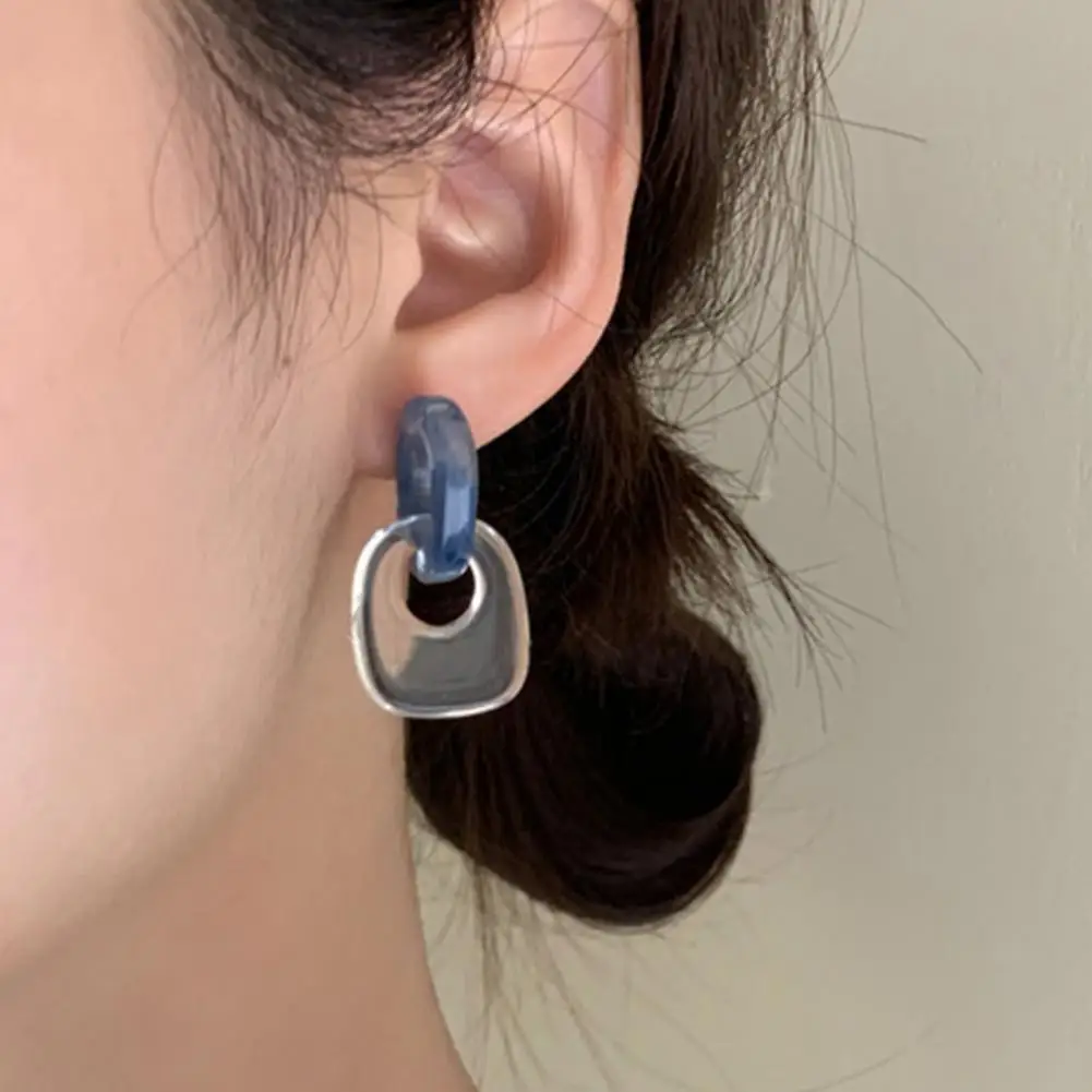 

Dropshipping!! 1 Pair Refreshing Earrings Exquisite Blue Acrylic Geometric Square Ear Studs Ear Accessories for Gifts
