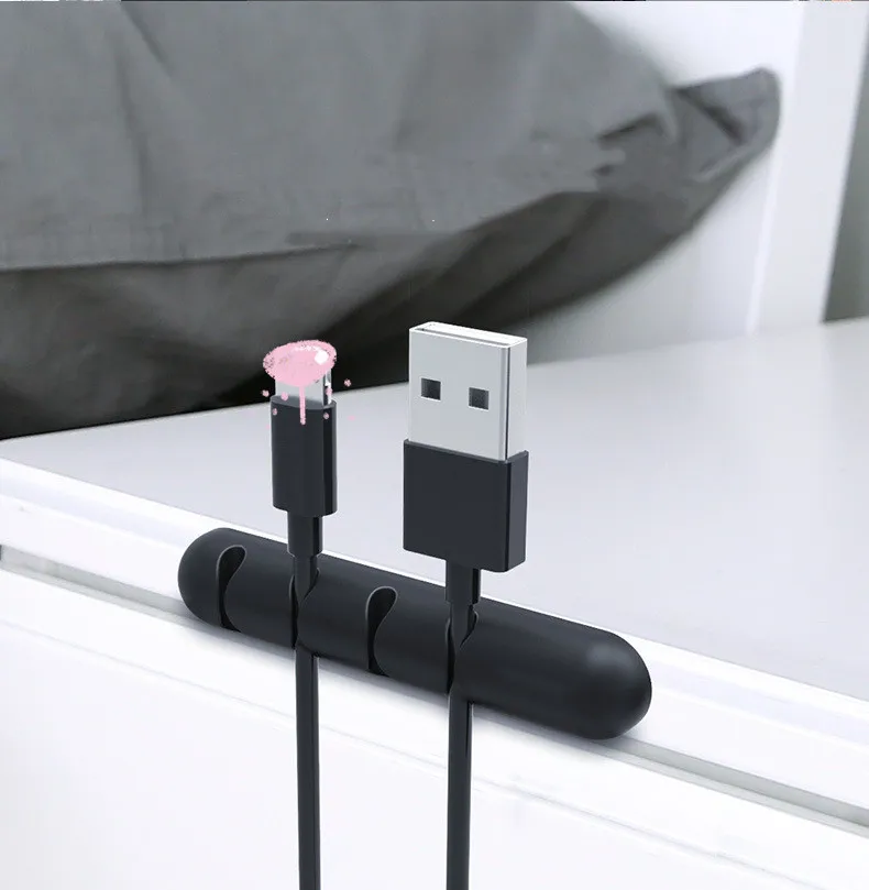 Кабельный органайзер силиконовый USB устройство для сматывания кабеля гибкий кабель управление зажимы держатель кабеля для мыши наушники