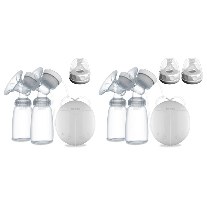 

Electric Double Breast Pump Kit with 2 Baby Milk Bottles Baby Nipple Suction Q9QB