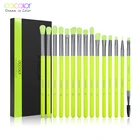 Docolor кисти для макияжа глаз 15 шт. неоновый зеленый набор кистей для теней для век Профессиональные Тени для век Смешивание консилер кисточка для Бровей Ресниц