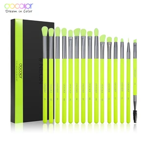 Docolor кисти для макияжа глаз 15 шт. неоновый зеленый набор кистей для теней для век Профессиональные Тени для век Смешивание консилер кисточка для Бровей Ресниц