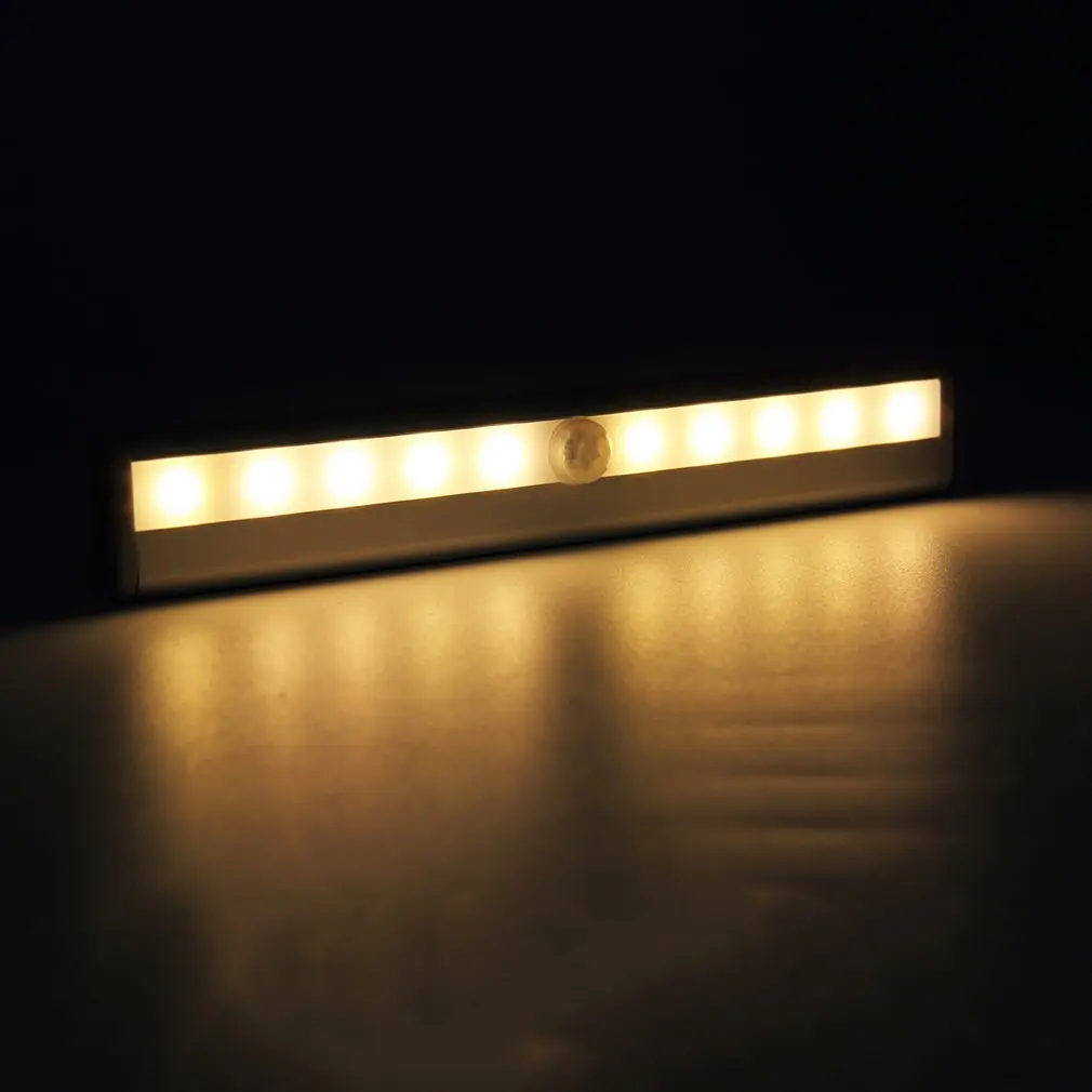 

10 LED PIR Motion Sensor Closet Lamp LED Under Cabinet Light Auto On/Off For Kitchen Bedroom Wardrobe Lighting Night Lights