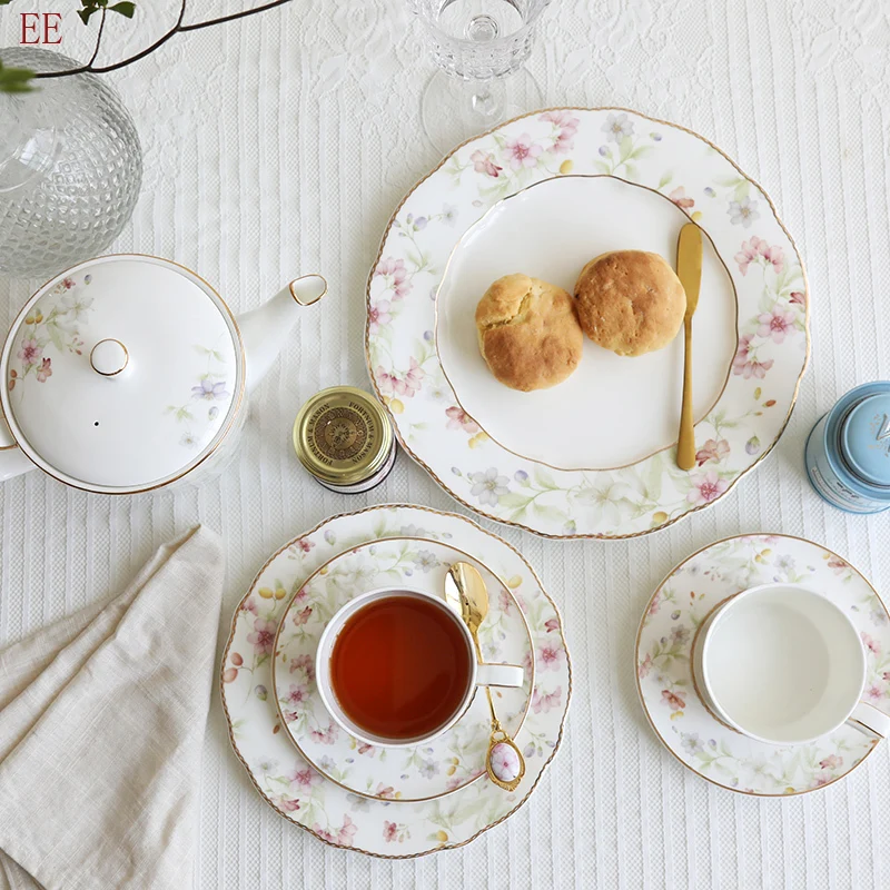 Фарфоровые чайные чашки ручной росписи из костяного фарфора королевская