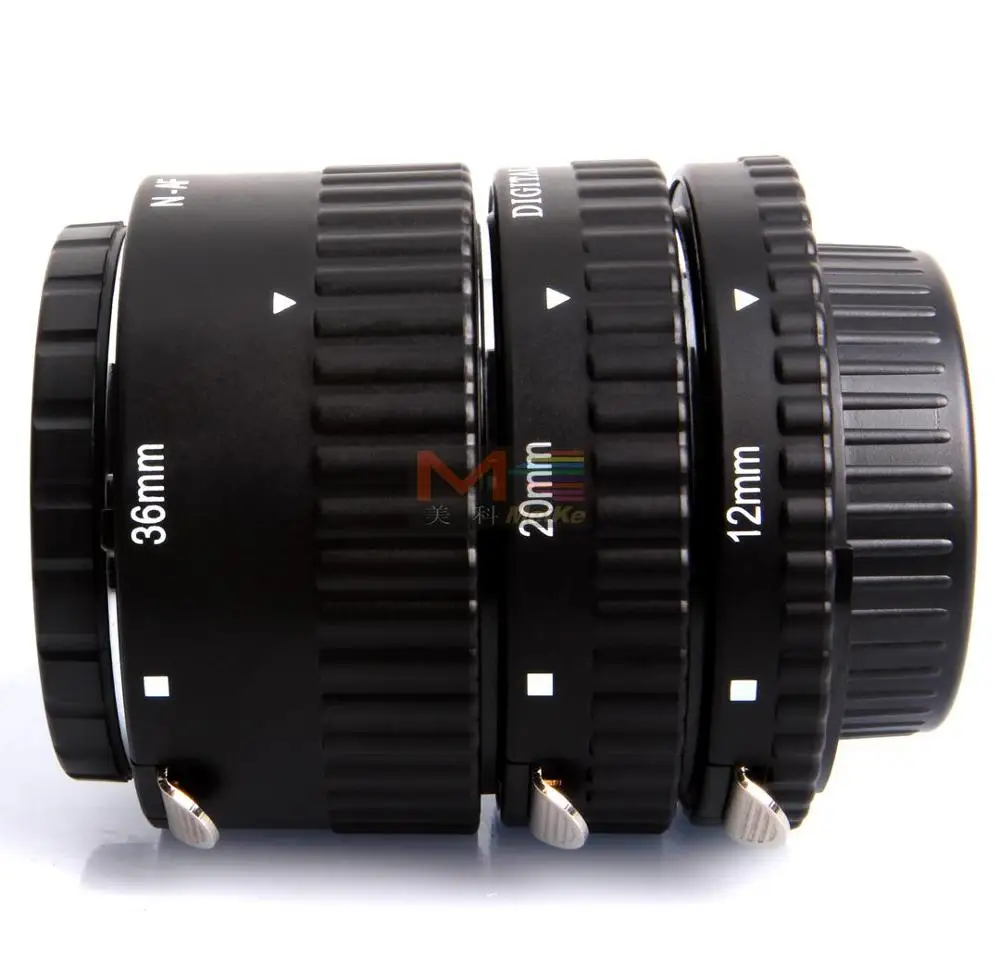Meike MK-N-AF-A Metal Auto Focus AF Macro Extension Tube Set 12 20 36mm Adapter Ring For Nikon Digital SLR Camera Lens