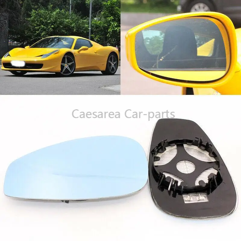 

For Ferrari 458 Side View Door Mirror Blue Glass With Base Heated