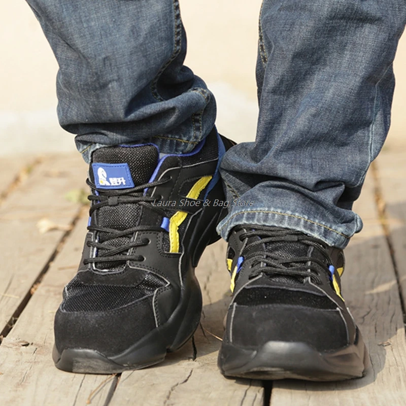 

Lightweight Work Shoes For Men Safety Boots Breathable Work Boots Men's Safety Shoes With Steel Toe Cap Protective Male Footwear