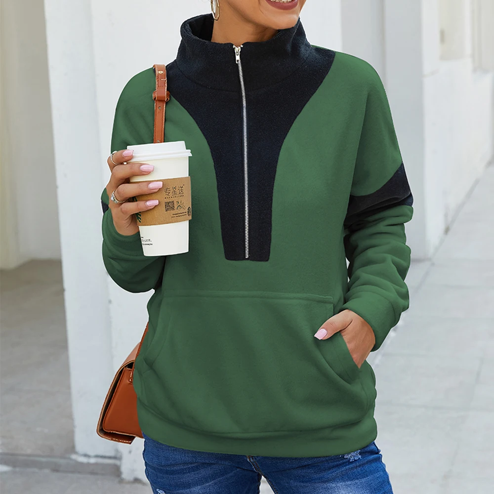 Женская новая осенне зимняя Толстовка с длинным рукавом в стиле пэчворк высоким