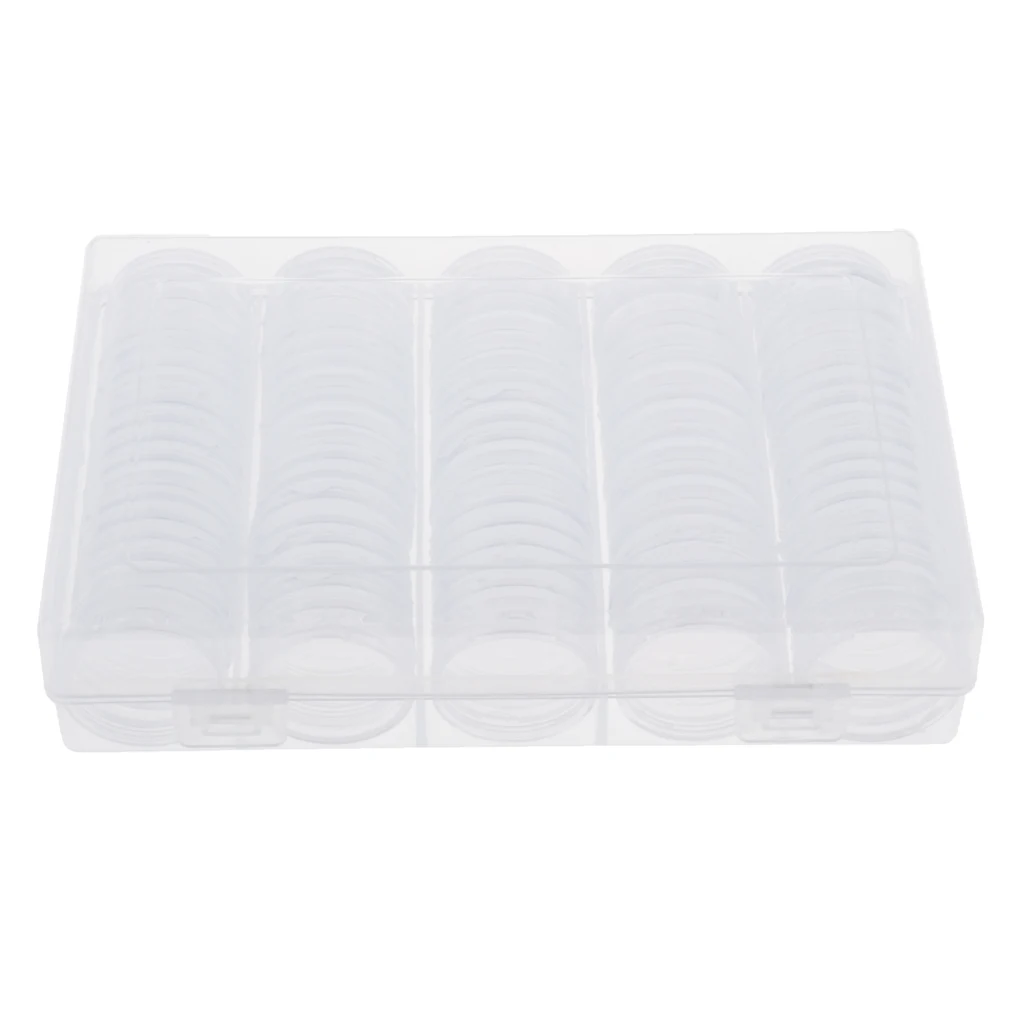 

100Pieces Transparent Coins Display Storage Box Capsules Set Containers