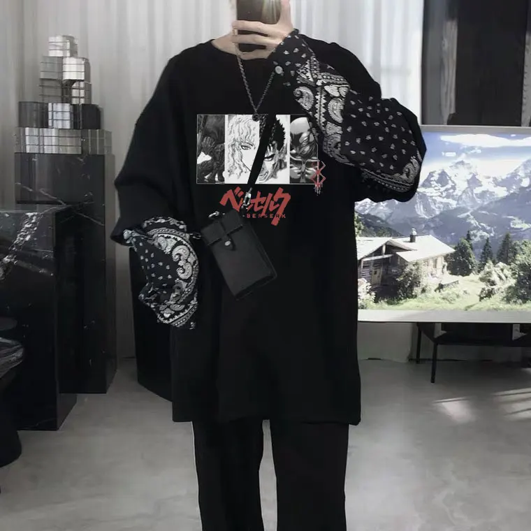 

Anime Berserk Guts Tshirt Men Women Harajuku Cartoon Eyes Print T-shirt Short Sleeve Cotton Streetwear New Mens Casual Loose Tee