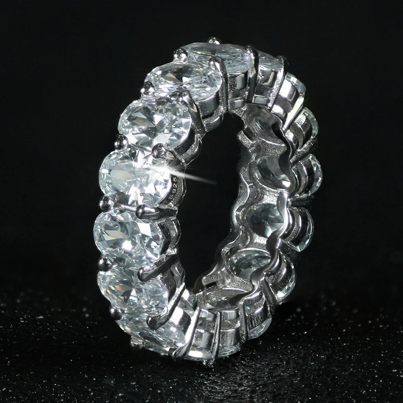 fashion solid 925 sterling silver oval zircon wedding eternity band for women anniversay party gifts luxury jewelry R5343S