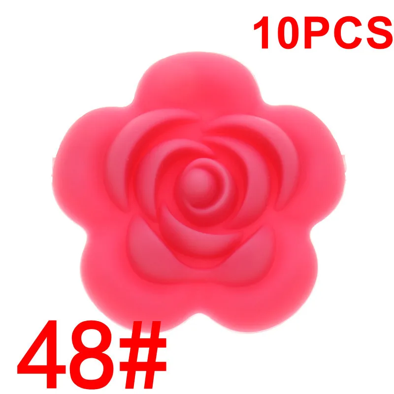 48 Sakura Pink Fkisbox 10 шт. Силиконовые Розовые Детские зубные кольца BPA бесплатно цветок жемчуг бижутерия для прорезывания зубов DIY пустышка цепь очаровательные игрушки для кормления - Цвет: 48 Sakura Pink