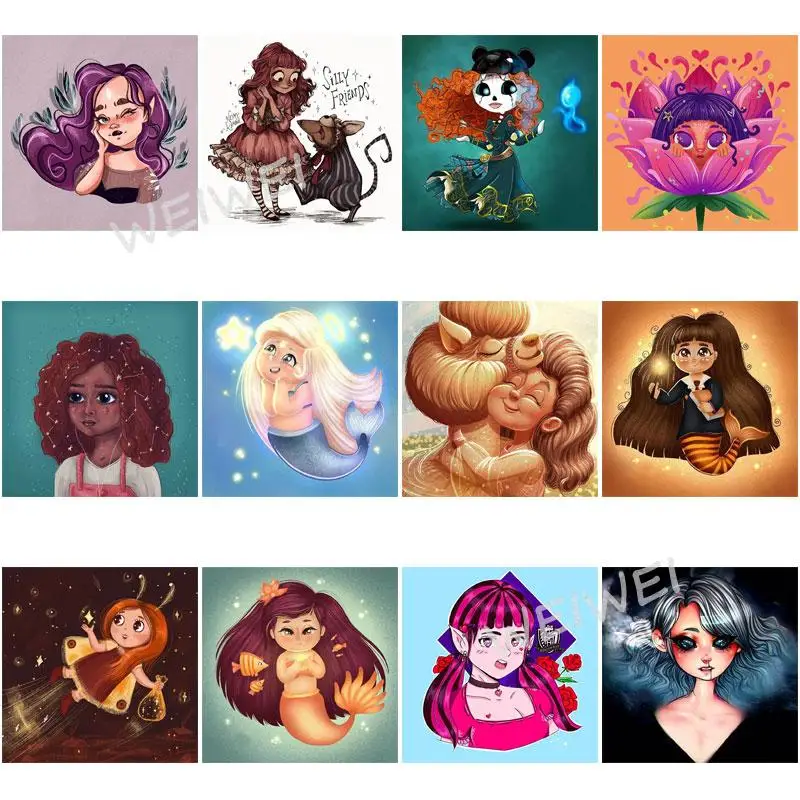 5D сделай сам абстрактная мультяшная фея полноразмерная Алмазная вышивка для