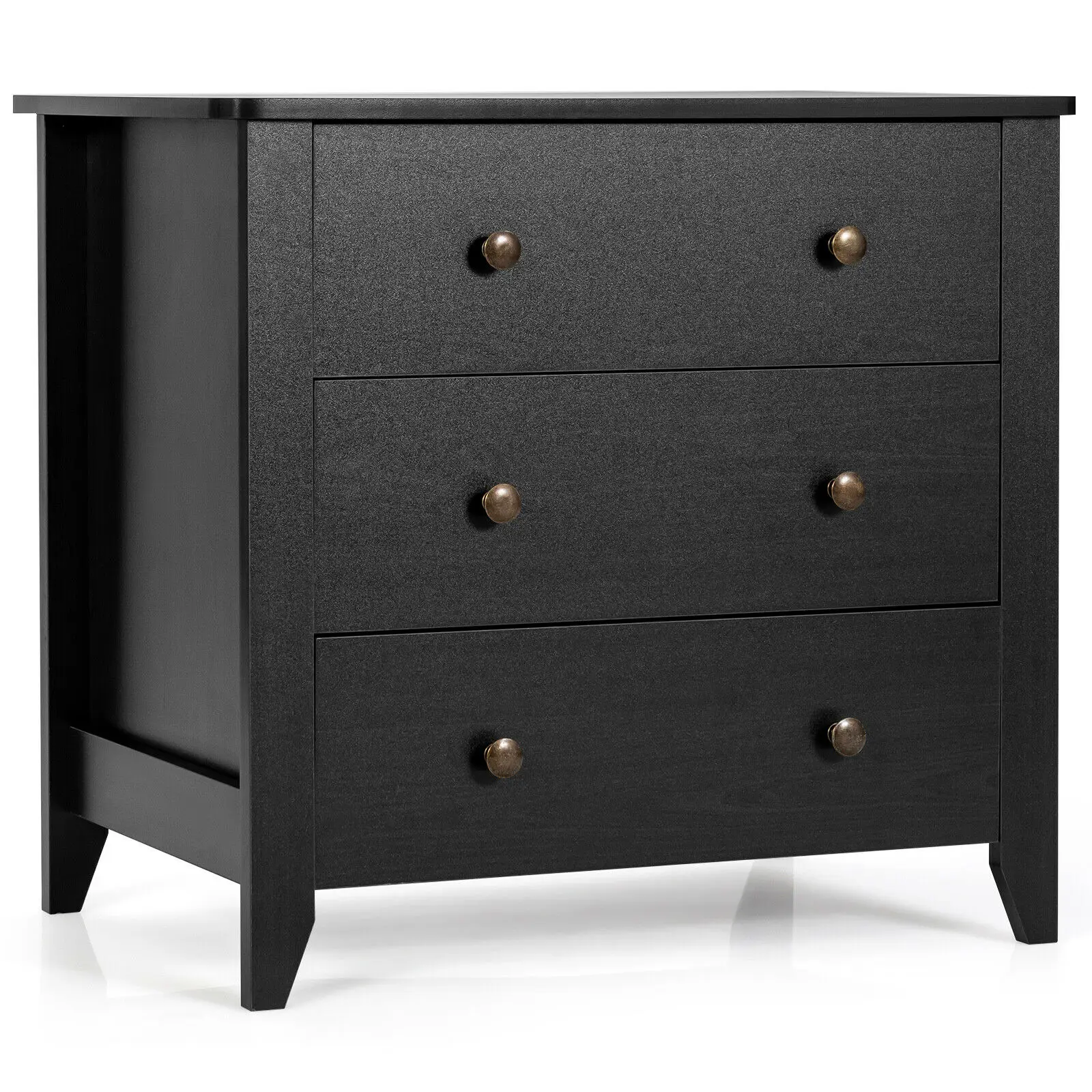 

3 Drawer Dresser Chest of Drawers Bedside Table for Living Room Bedroom Black