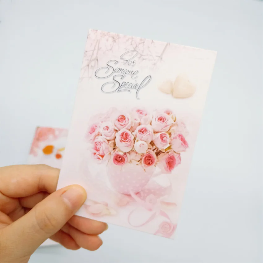 100pcs/lot Flower Pink Small Greeting Card Wedding Birthday Invitation Blessing Party Gift Travel Supply Label Random | Дом и сад
