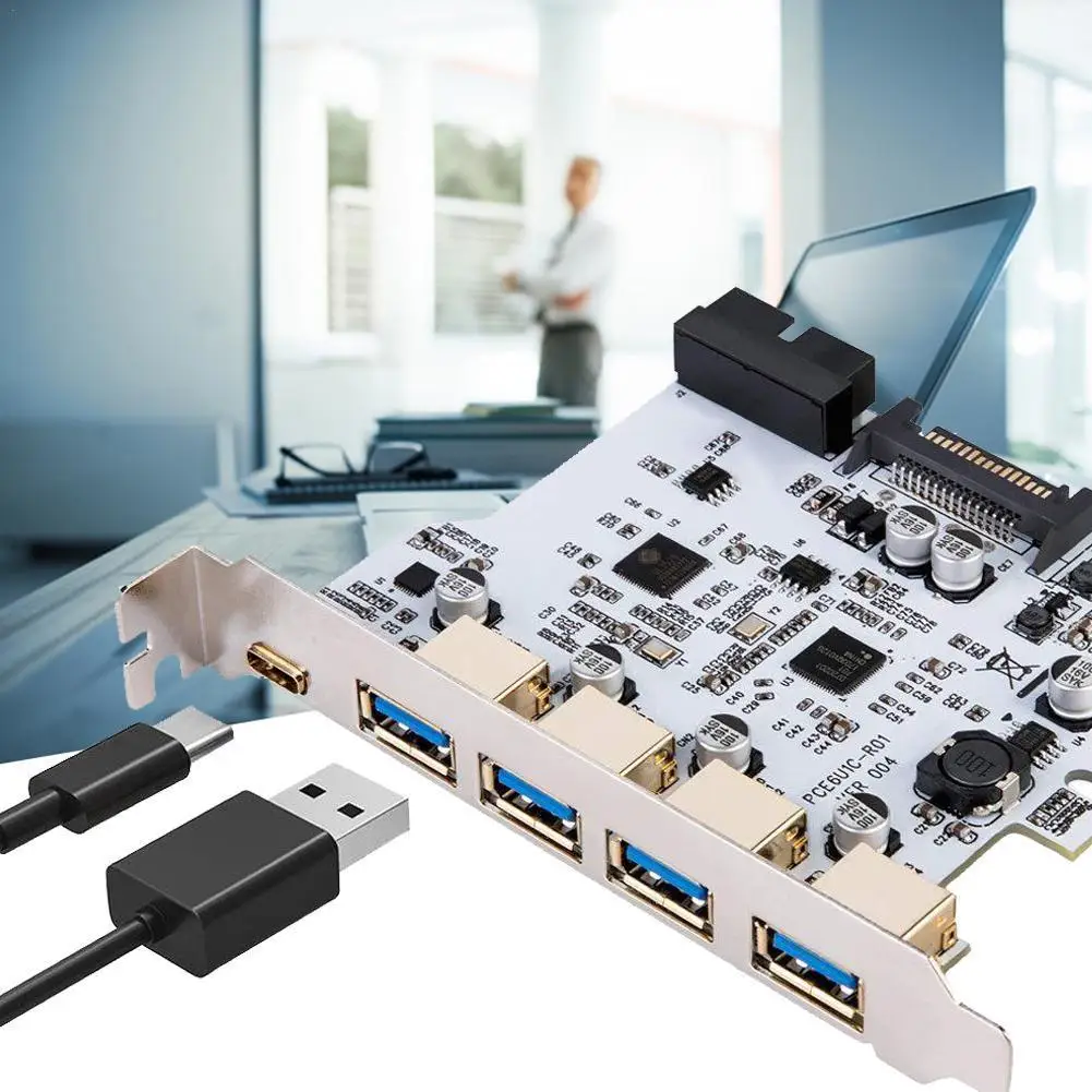 

Add On Card Reversible USB-C/Type-C connector PCI-E Controller PCI-E Card Type 5Port 3.0 3.1 USB 1Port to Expansion USB C P L3K5