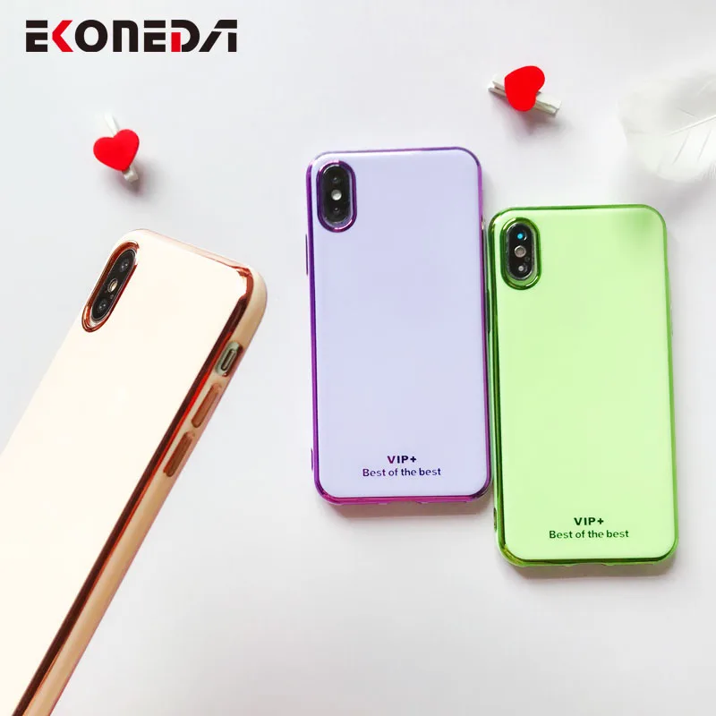 EKONEDA Карамельный цвет гальванический чехол для iPhone 7 Чехол Силиконовый мягкий XR X
