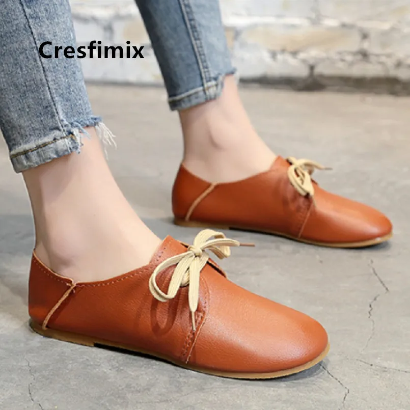 Туфли Cresfimix женские милые мягкие и удобные на шнуровке плоская подошва Уличная